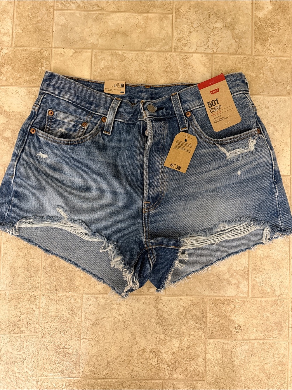 Levi's 501 Original Cutoff Distressed Jean Shorts - Blue